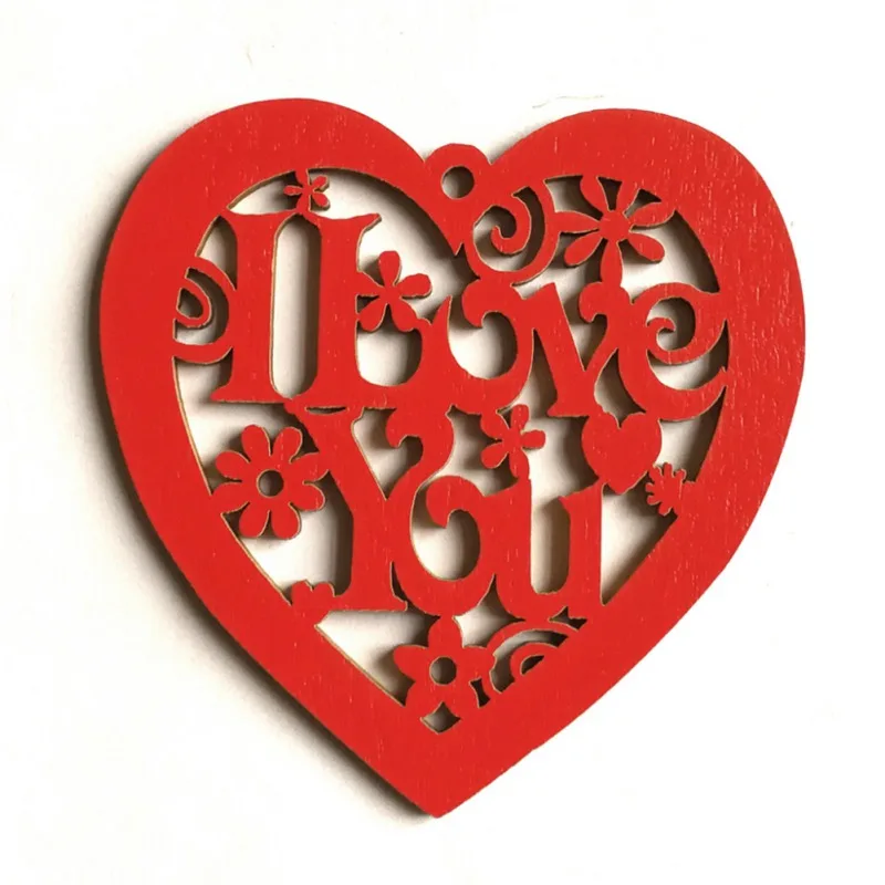 10 шт. красное сердце деревянные украшения выдалбливают I LOVE YOU Висячие