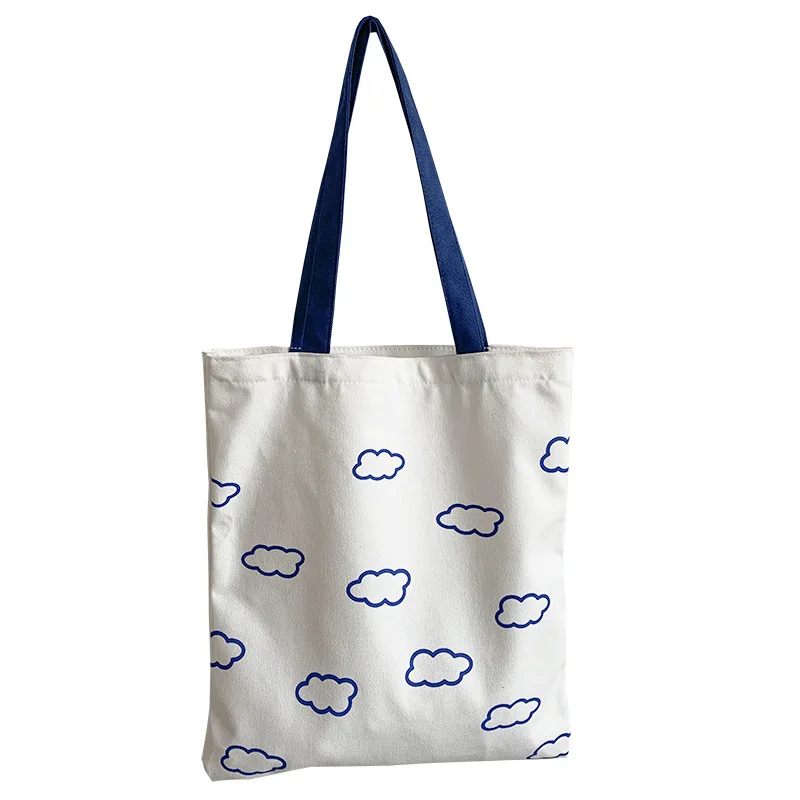 

Women Canvas Shopping Bags Clouds Printing Tote Bags Casual Eco Cotton Cloth Shoulder Shopper Bag for Girls Handbags Fashion