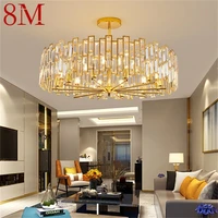 8m gold chandelier fixtures modern branch crystal pendant lamp light home led for dining room decoration