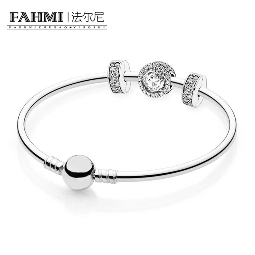 

2020 925 E Serie Sterling silver Dazzling Snowflake Bangle Set Clear fit DIY Original charm Bracelets jewelry A set of prices