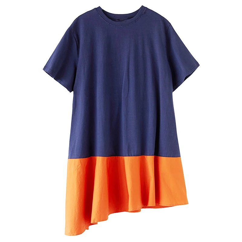 

COIGARSAM Patchwork Women Long dress New Loose Dresses 6123