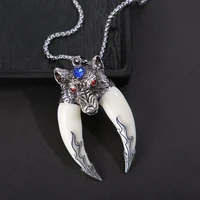 retro creative design domineering imitation wolf tooth pendant necklace suitable for mens punk motorcycle jewelry gift