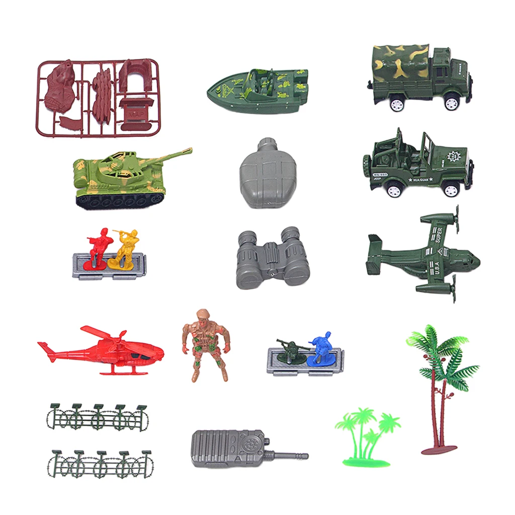 

17 Pack Plastic Models Tank Aircraft Soldier Men Figures Kids Armor Toys