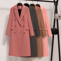 long double breasted solid breif blazer women 2022 spring autumn korean new arrival fashion suit