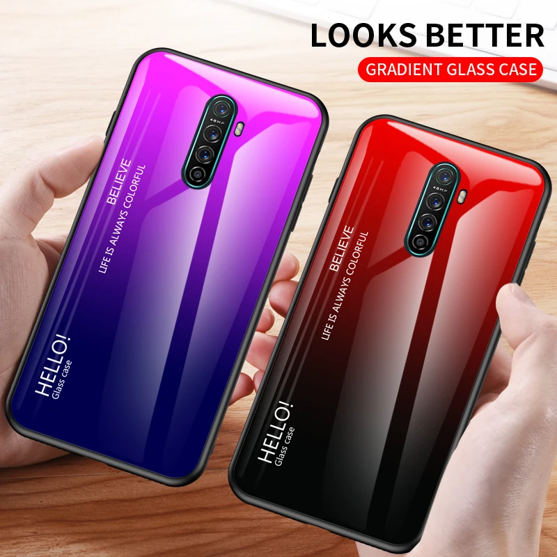 Чехол KEYSION с градиентом из закаленного стекла для OPPO Realme X2 Pro XT X силиконовая