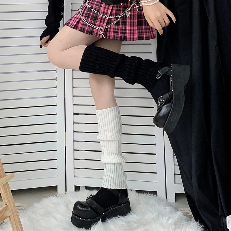 

Japanese uniform Lolita style Slouch Socks Loose Boots Solid Color Knit Winter Leg Warmers Socks Foot warming cover