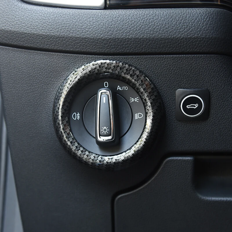 

ABS углеродное волокно для Skoda Kodiaq 2017 2018 аксессуары Автомобильные фары Регулировка крышка переключателя отделка стикер автостайлинг 1 шт.