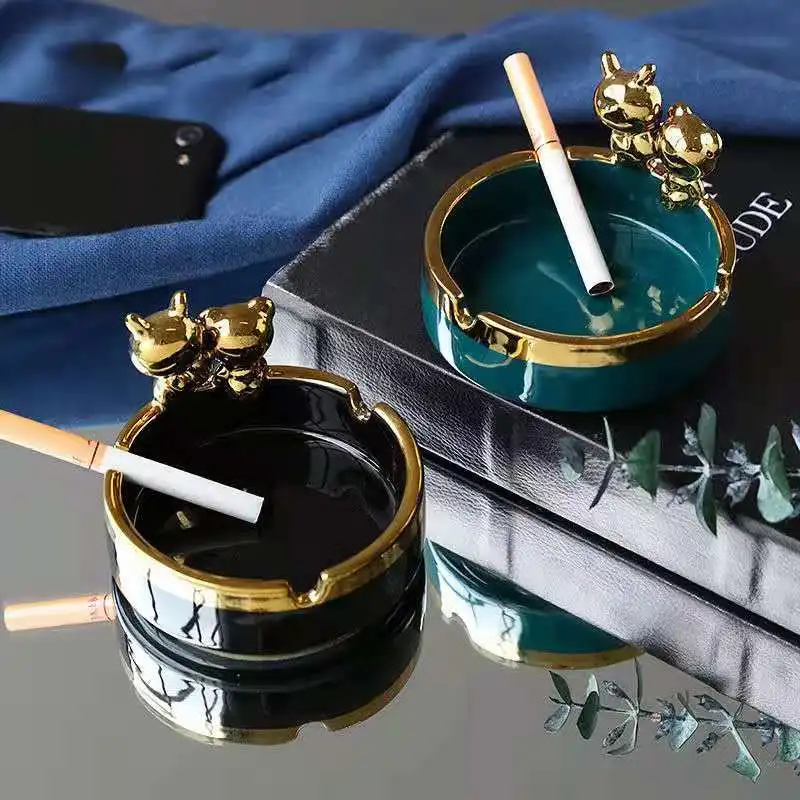 Trace gold ceramic ashtray ins creative light luxury home living room personality trend fashion decoration ornaments | Дом и сад