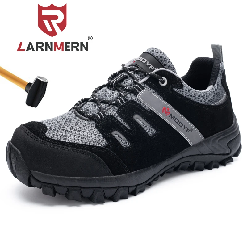 Мужские рабочие ботинки LARNMERN дышащие неразрушимые из замши со стальным носком и