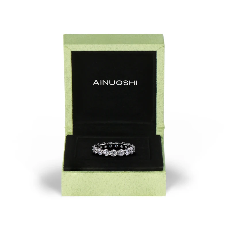 AINUOSHI 925 пробы серебряное круглое кольцо с полной вечностью обручальное кольцо юбилейное кольцо для женщин ювелирные изделия