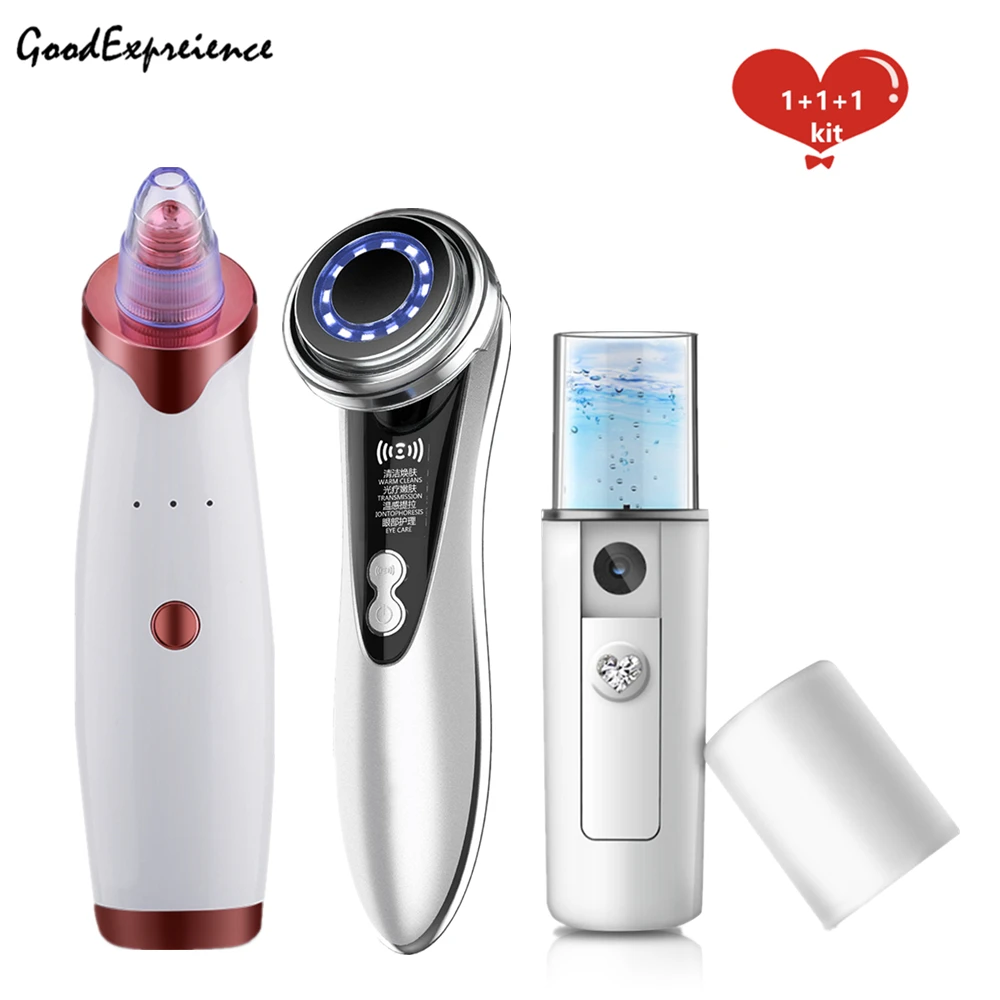 

Ultrasonic Cleansing Instrument Massage Introduction Instrument + Electric Blackhead Removal Instrument + Electric Facial Spray