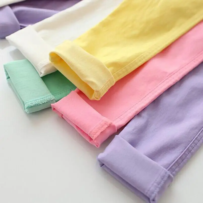 Новые леггинсы ярких цветов на весну осень узкие брюки для девочек маленьких