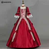 christmas wine red marie antoinette renaissance vintage simple victorain ball gown princess fantasy dress masquerade costume