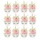 Радуга Единорог бумажные Формы для кексов торт на день рождения с изображением единорога украшения для торта для вечеринки детей Baby Shower Единорог для вечеринок