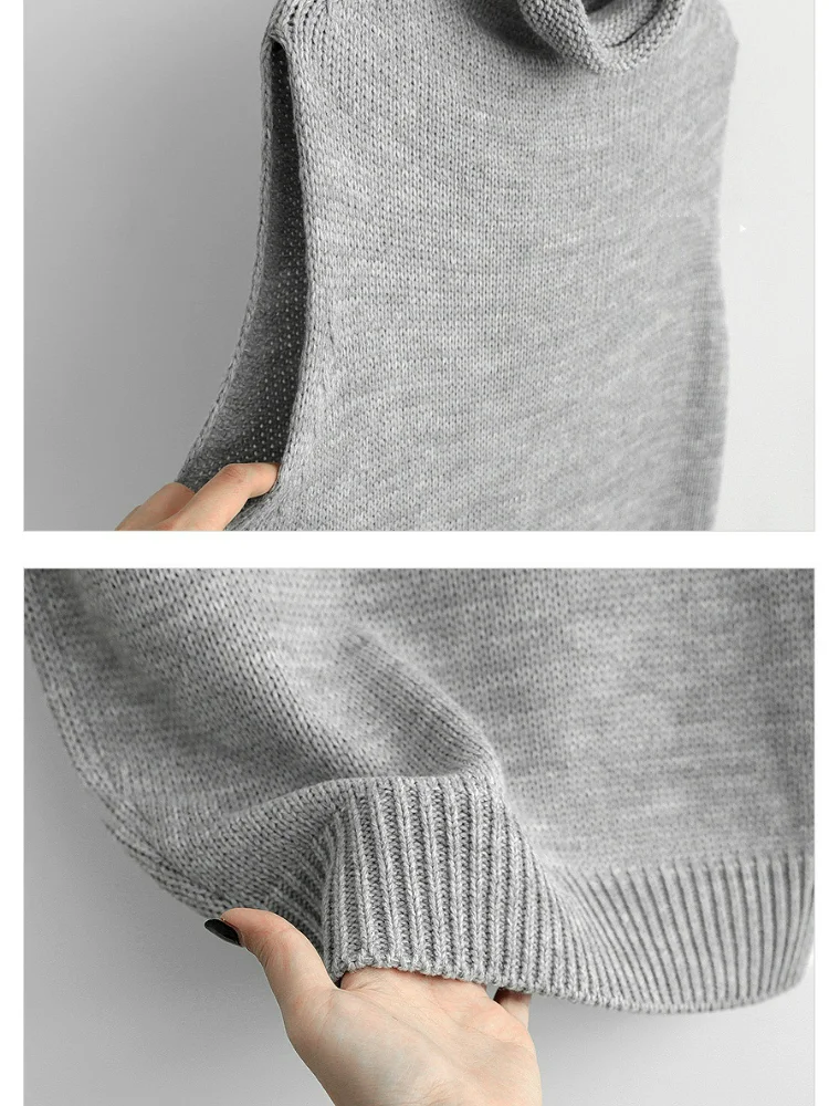 

Spring and Autumn Knitted Women's Vests Korean Style Roll Collar Pullover Knitting Sleeveless Vest Outerwear Sweater CoatArgyle