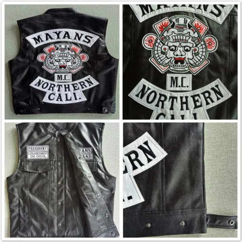 Sons of Anarchy майя. MC Motorcycle Club жилет высшего качества с вышивкой черного цвета, кожаный жилет для девочек черного цвета в стиле панк пальто костюм для Косплей