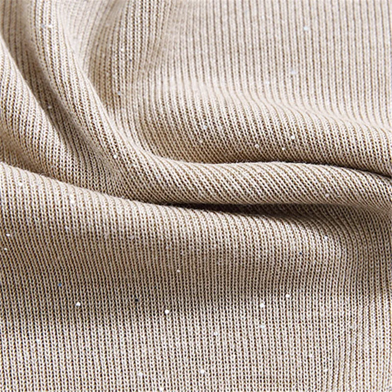 

Spring 2021 Color Block Patchwork T-shirt Women Half Turtleneck Diamonds Shiny Long Sleeve Tops Tee Cotton