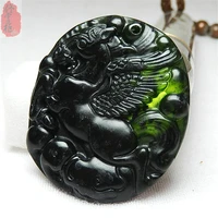 feihuang tengda pendant natural ink green jade tianma jade pendant mens and womens hanfu jade pendant waist necklace pendant j