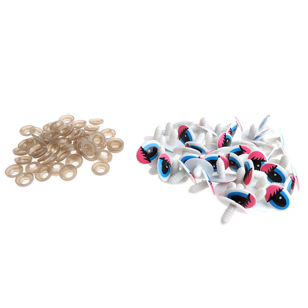 

50pcs Safety Cartoon Eyes Craft Eyes for Animal Doll Puppet Bear Plush Animal Felting Toy Arts Making 22*14mm