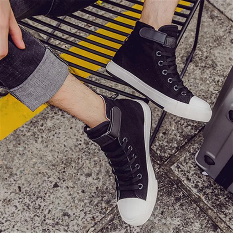 

New men's shoes high to help breathable fashion white men's canvas shoes casual lovers sneakers shoes men zapatos de hombre