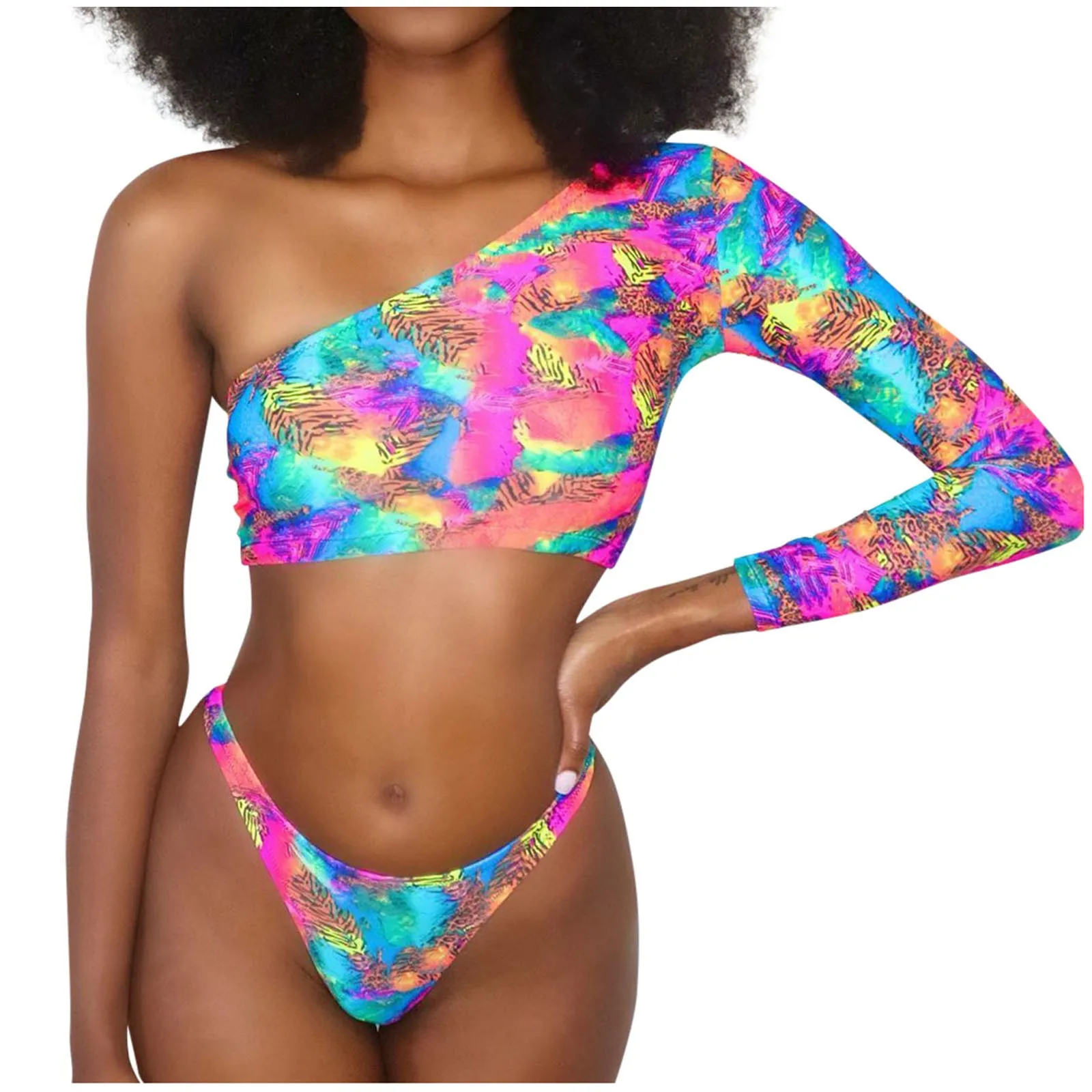 Купальник бикини с завышенной талией комплект из двух предметов облегающее на