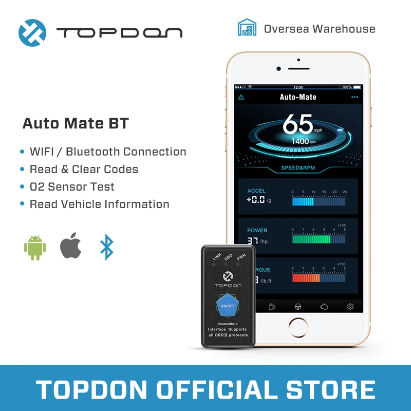 TOPDON автоматический Bluetooth 4,0 OBD2 OBDII автомобильный ELM327 профессиональный автомобильный диагностический код считыватель сканирующий инструмент для IOS Android