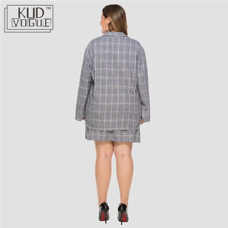 Корейский модный осенний элегантный клетчатый Блейзер Плюс размер женский