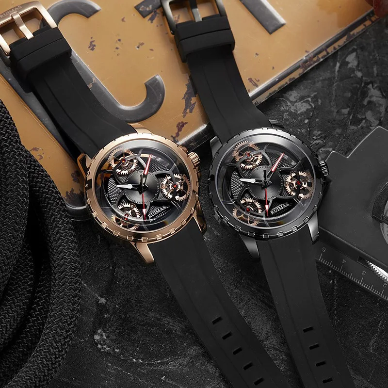 Мужские кварцевые часы Rimas RUIMAS спортивные с полым подвесным циферблатом топ