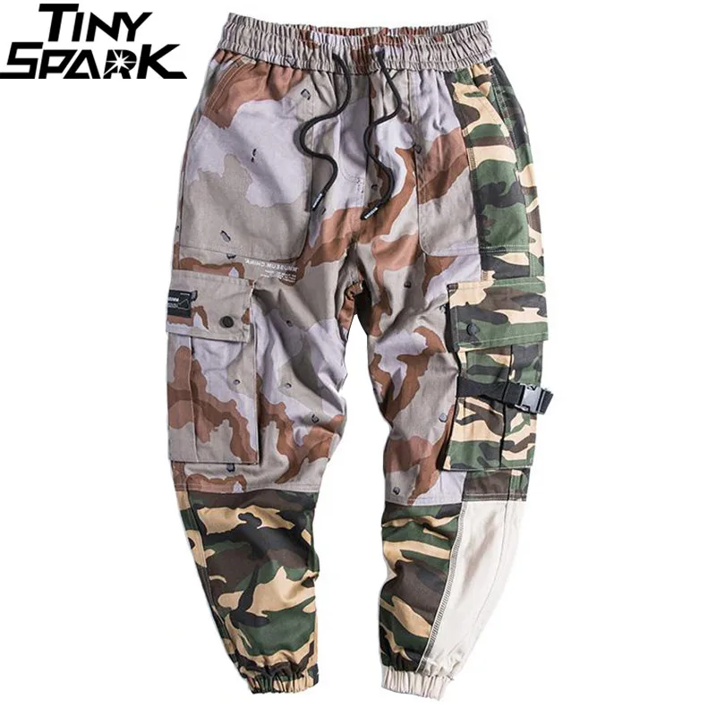 Мужские брюки карго в стиле Харадзюку камуфляжные шаровары с карманами ретро