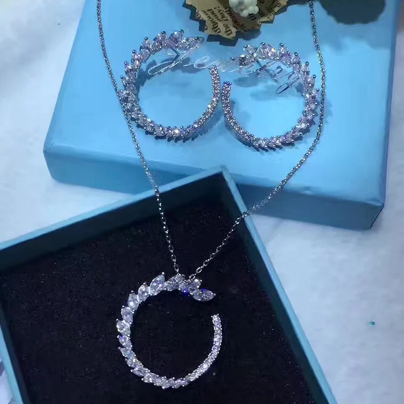 Классический дизайн элегантный женский круглый ювелирный набор с кубическим