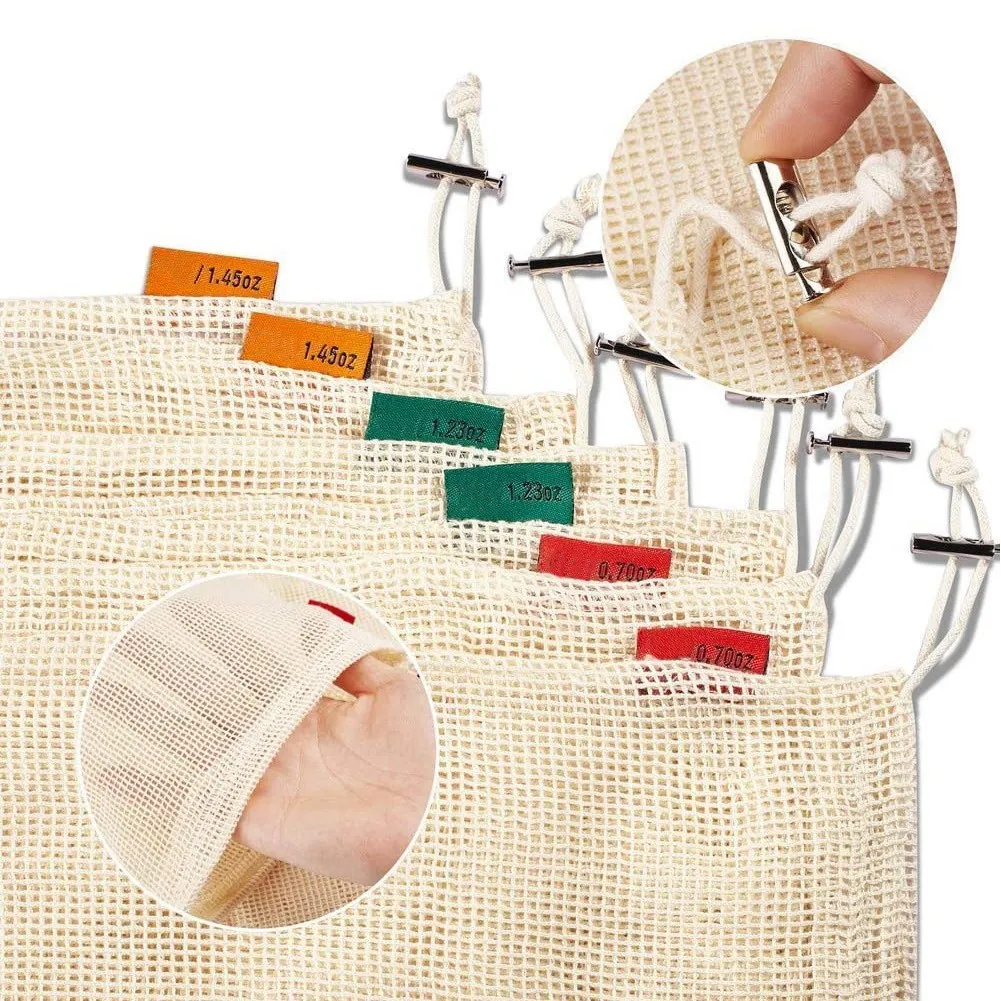 Hot 9 PCS Set of Reusable Mesh Produce Bags for Grocery Vegetable Fresh Storage Cotton | Дом и сад