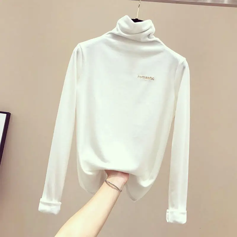 Золотой бархатный топ женский Высокий воротник осень и зима 2019 свободный свитер