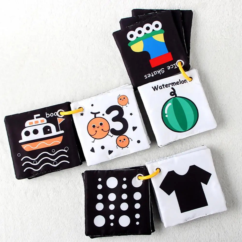

6 Pages Baby Cloth Book Children Learning Educational Toys Black And White Flashcard Memory Training Color Shape Cognition