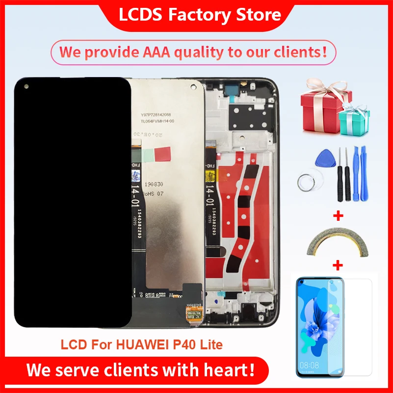 ЖК-дисплей с рамкой для HUAWEI P40 Lite 6 4 дюйма 10 касаний качество AAA |