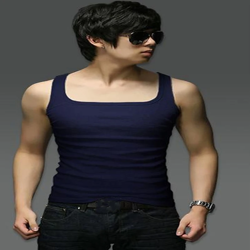 

Cotton Mens Sleeveless Fitness Tank Top Solid Muscle Vest Undershirts O-neck Gymclothing Tees Tops 6 Colors