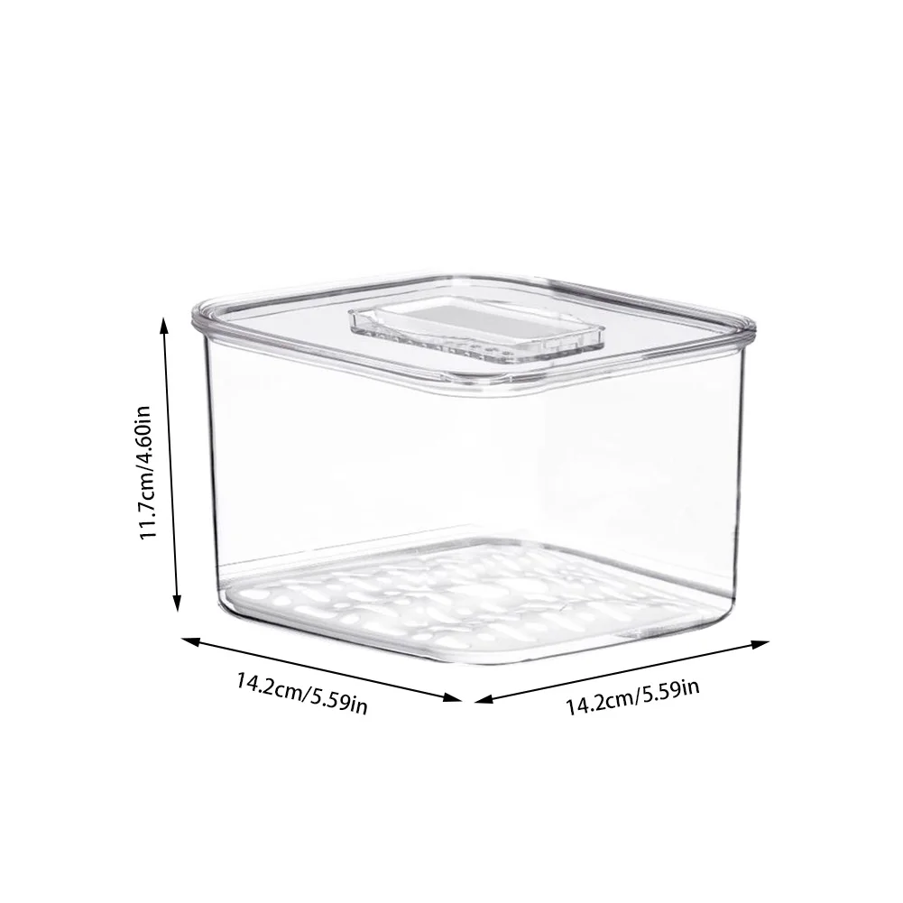 

Kitchen Refrigerator Vegetable Fruit Drain Storage Box Transparent Double-deck Plastic Sealed Storage Box Bin Freezer Organizer