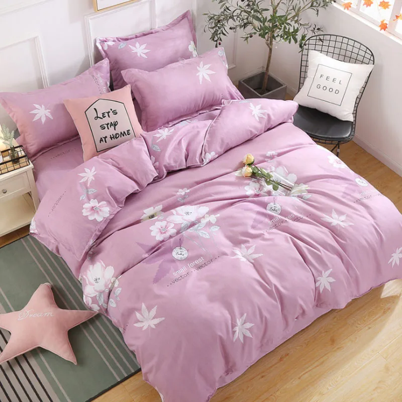 

Home Textiles Bedding Sets Home Bedding 3PCS/4PCS Duvet Cover Flat Sheet Thick Simple Style Sleeping Cover Sheet Pillowcase 2021