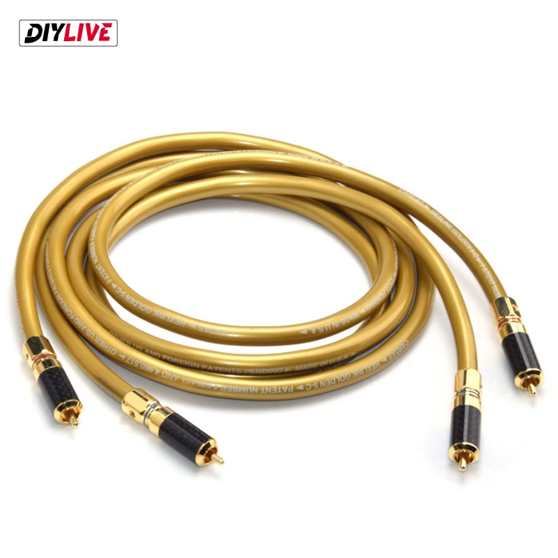 

DIYLIV High end 2RCA male to male audio cable with carbon fiber RCA plug connector(0.5~2m)