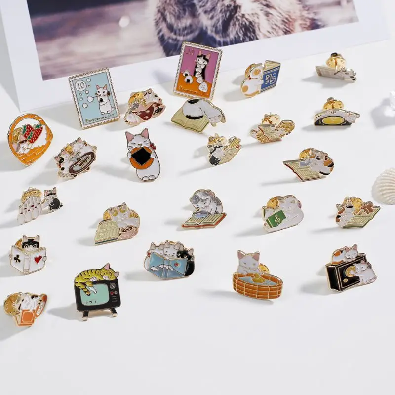 Креативные Супер Милые Броши кошки животные кролик эмаль отворот булавки значок