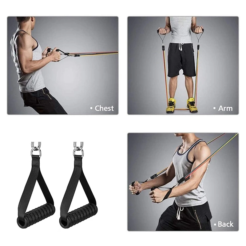 

Tricep Rope Cable Attachment with 2 Workout Handles + 3 Carabiner Clips,for Home Gym Pulldown System Accessories