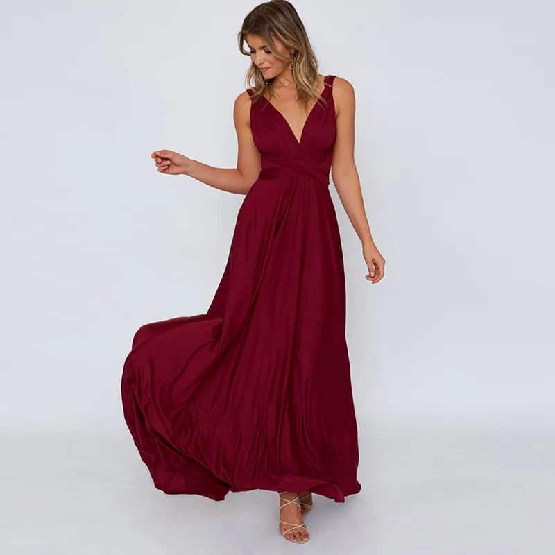 Summer Sexy Women Multiway Wrap Convertible Beach Club Dress Bandage Long Dresses Party Bridesmaids Infinity Robe Longue