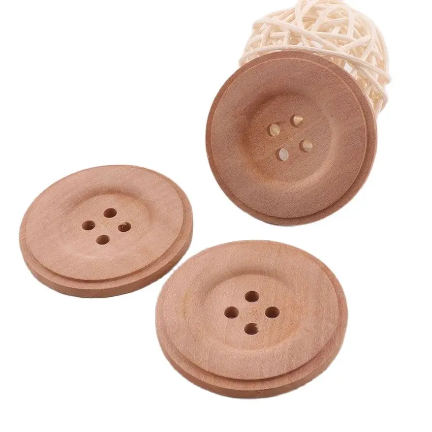 6 шт бледно желтые круглые деревянные пуговицы с 4 отверстия для пришивания