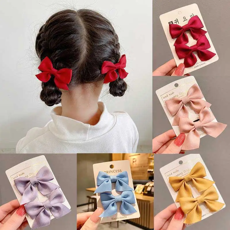 

2 Pcs/Set Flower Solid Baby Hair Clips Bows Kids Girl Hair Clip Children Hairpin Haarspeldjes Barrettes Baby Hair Accessories