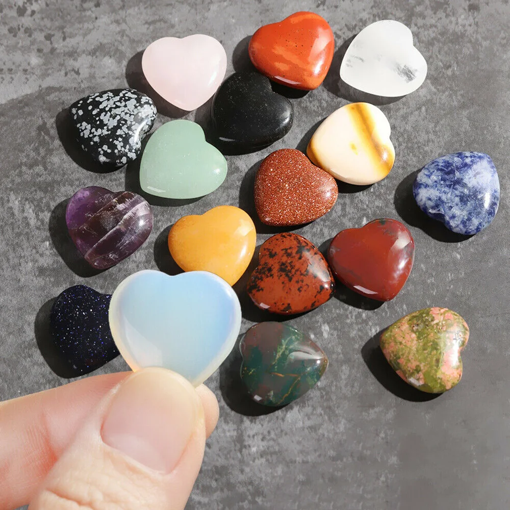 Сердце Форма Кристальные драгоценные камни кулон чакра Целебный Камень