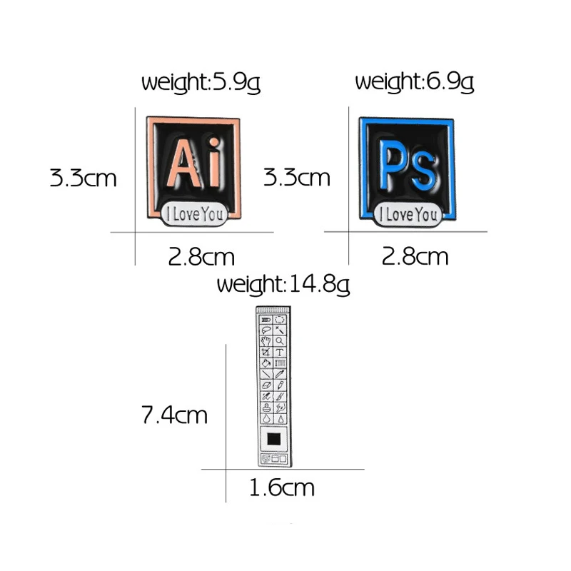 Эмалированные булавки PS AI I Love You Photoshop Illustrator, брошь на панели инструментов, значки, программное обеспечение, дизайнерская заколка на лацкан ... (art.: 3a3880f96cf) - 3a3880f96cf