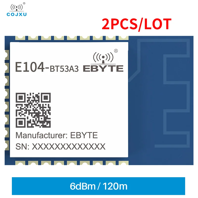 

2PCS 2.4GHz 6dBm BT5.2 Bluetooth Wireless Module EFR32 Chip Onboard PCB Stable Signal Lower Power Comsumption SMD E104-BT53A3