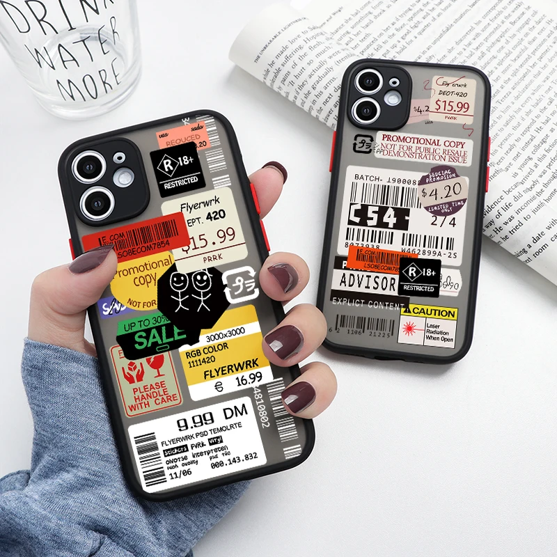 

Ins Label Stamp Barcode Case For Samsung Galaxy S20 FE S8 S9 S10 Note 20 Ultra Plus 8 9 A21S A31 A41 A50 A51 A70 A71 A10 M31 Bag