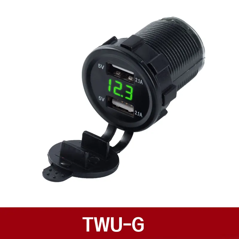 TWU-G 12-24V 4.2A универсальный автомобильный двойной USB разъем порт дисплей напряжения водонепроницаемый мотоциклетные адаптер зарядное устройство комплект Штекер кабель - Название цвета: TWU-G