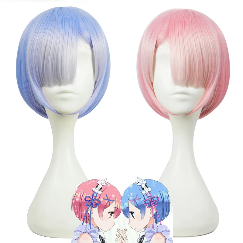 

Парик для косплея REM или RAM с градиентными цветами, парики для косплея Re:Zero, начальная жизнь в другом мире, костюм для игр, костюмы на Хэллоуин