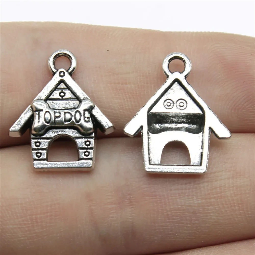 WYSIWYG 10pcs 19x16mm 2 Colors Top Dog Pendant Charm House | Charms